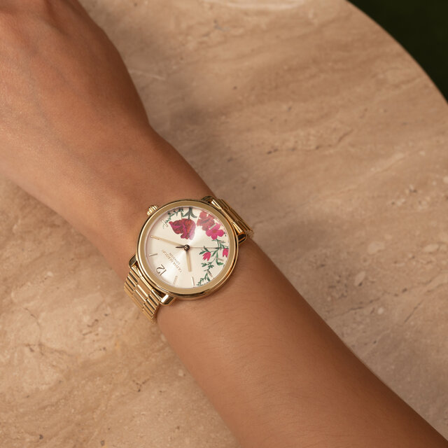 36mm Vintage Floral Gold Bracelet Watch