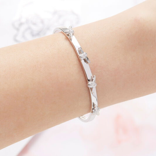 3D Bee Bangle Silver