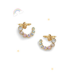 Rainbow Bee Swirl Hoop Earrings Gold