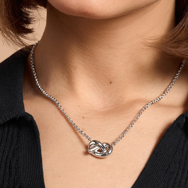 Lover's Knot Silver Tone Necklace