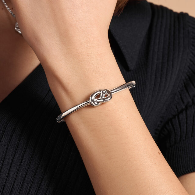 Lover's Knot Silver Tone Bangle