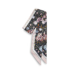 Signature Floral Skinny Silk Scarf Black