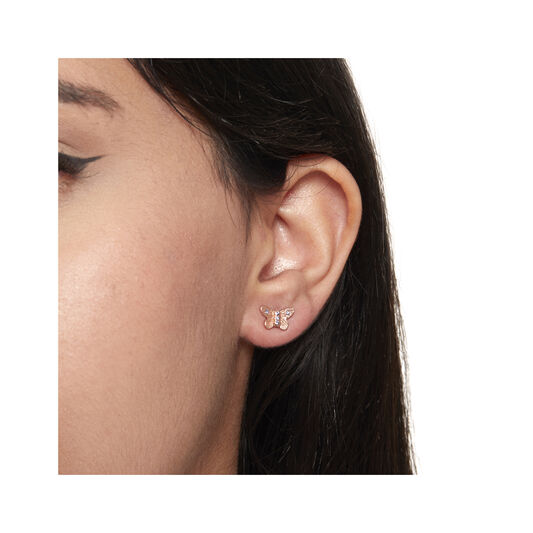 Bejewelled Butterfly Earrings Rose Gold & Tanzanite
