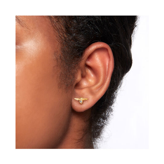 Celebration Bee Studs Gold & Aquamarine