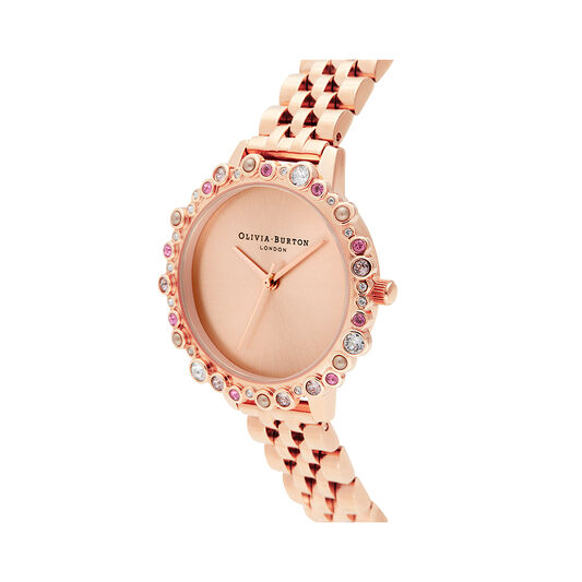 Limited Edition Bejewelled Case Watch, Rose Gold Bracelet