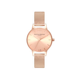  Sunray Dial Midi Dial Rose Gold Mesh 