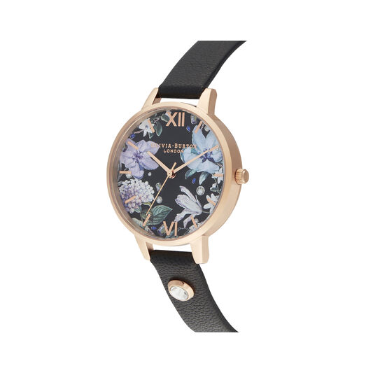 Demi Embellished Black & Rose Gold