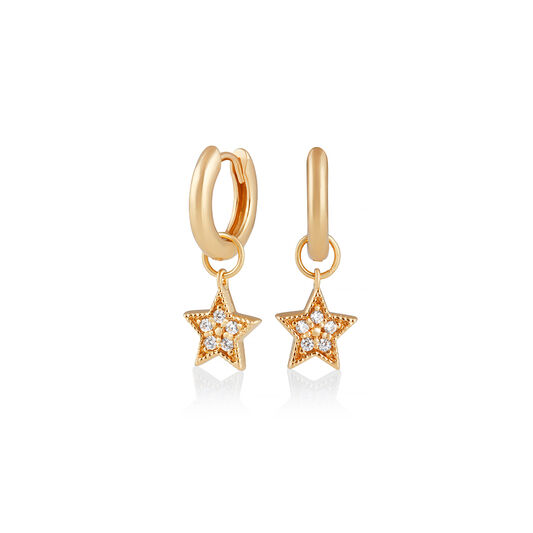 Celestial Star Charm Huggies Gold