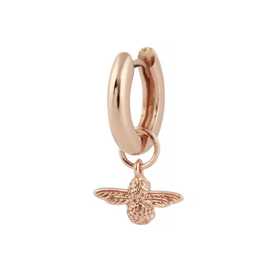 3D Bee Huggie Hoop Earrings Rose Gold