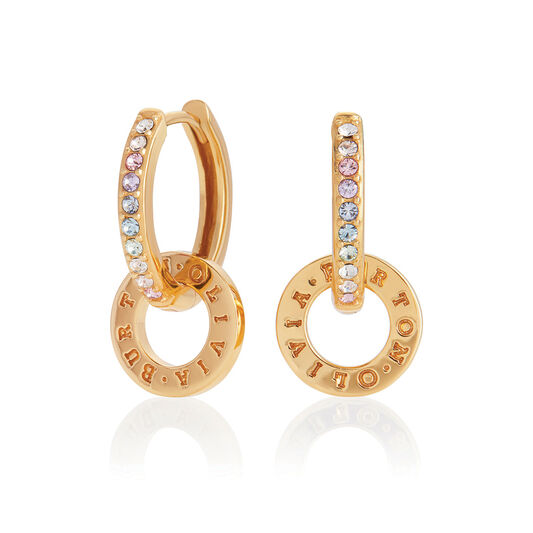Bejewelled Classics Rainbow Interlink Huggie Hoops Gold