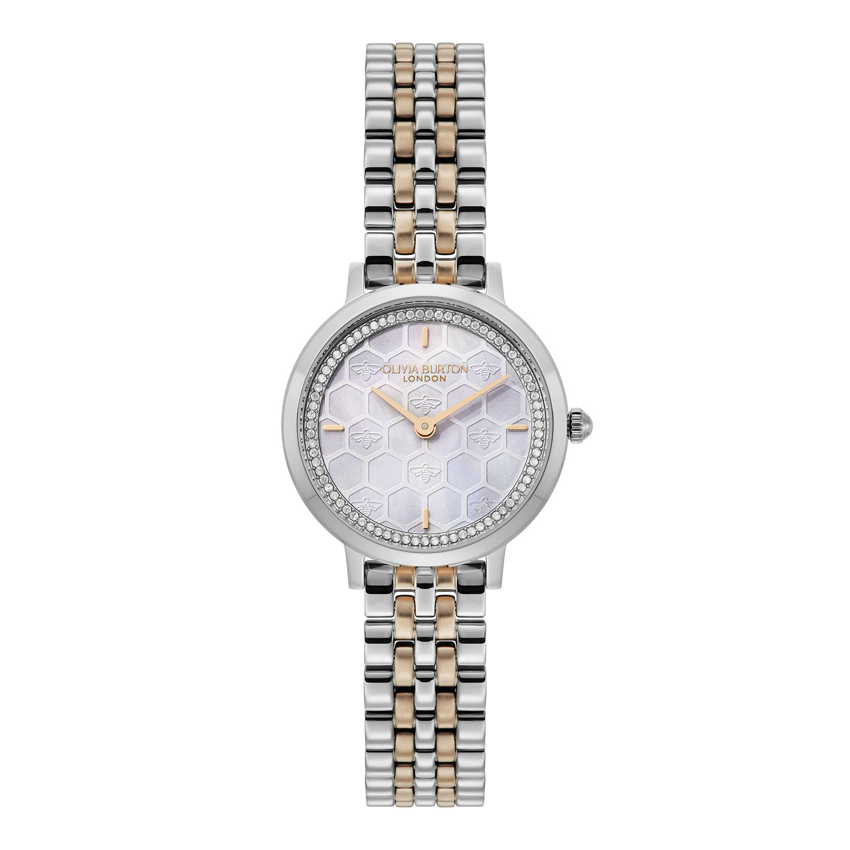 28mm Honeycomb Ultra Slim Dove Grey & Two Tone Bracelet Watch