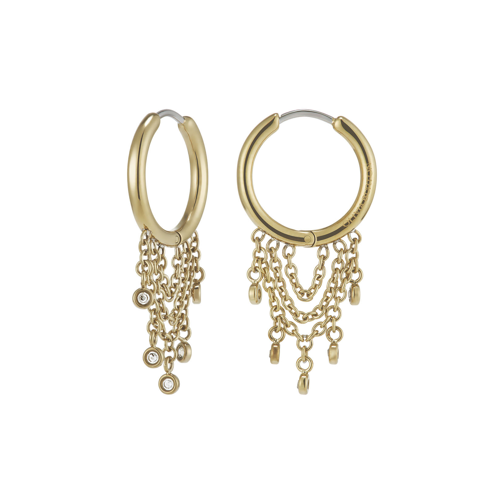 Crystal Chain Gold Plated Huggie Hoop Earrings