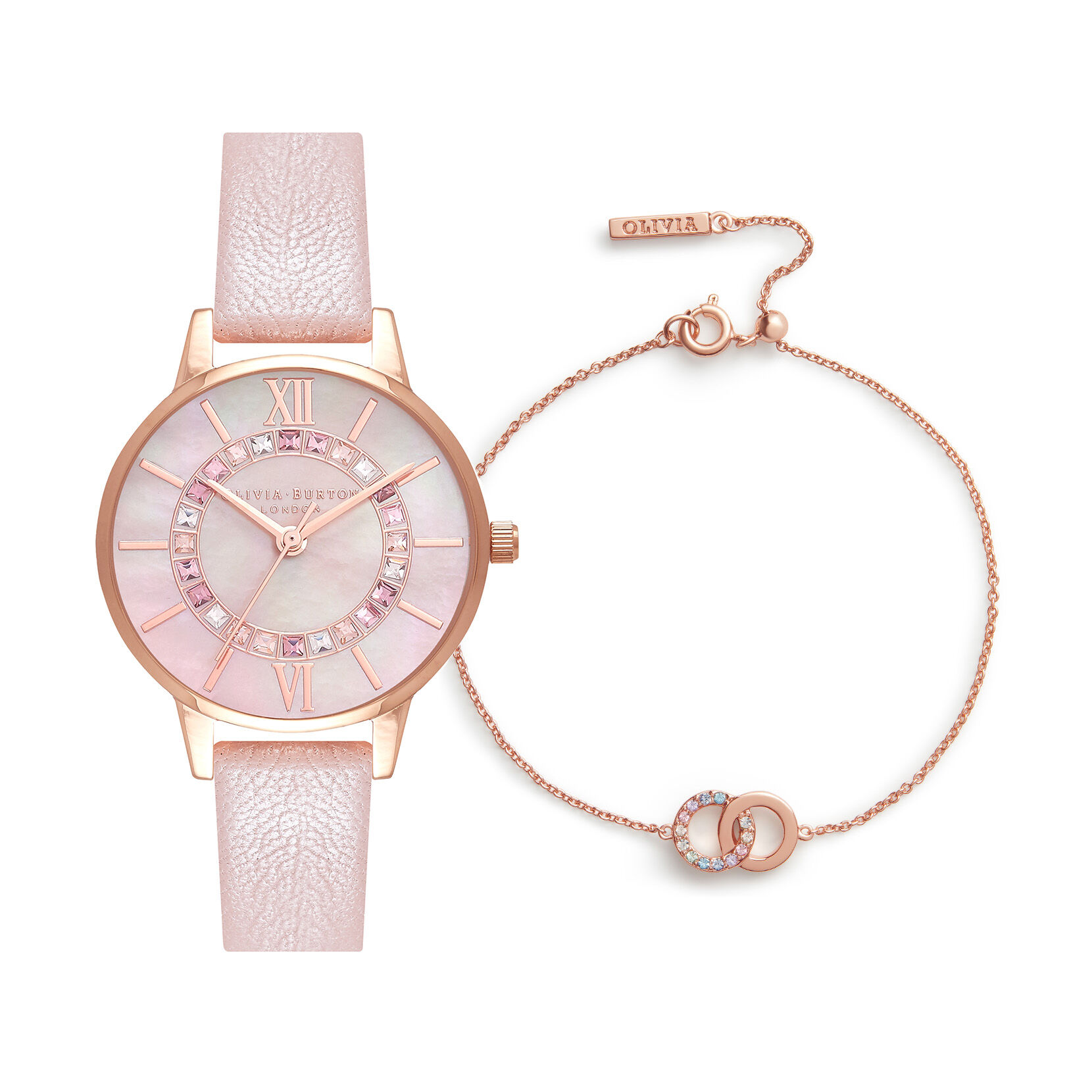 Wonderland 30mm Rose Gold & Blush Leather Strap Watch & Classic 