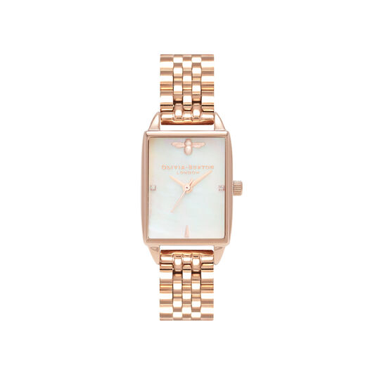 Bee Hive White Mother of Pearl & Rose Gold