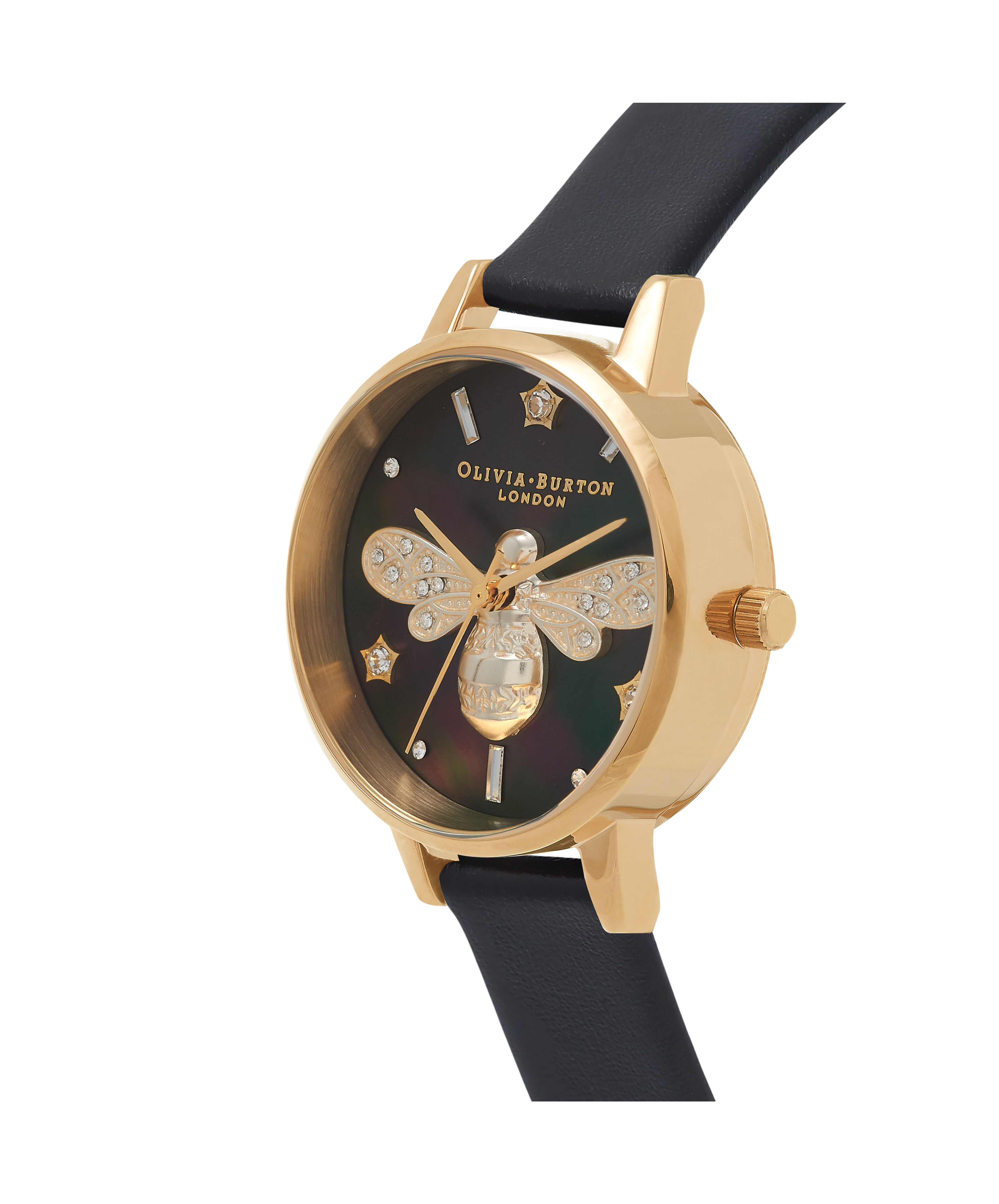 Olivia burton bee watch black sale