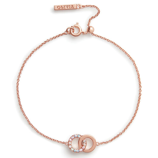 Bejewelled Classics Rainbow Interlink Chain Bracelet Rose Gold