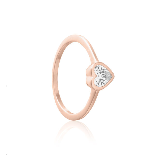 Classic Crystal Heart Ring Rose Gold