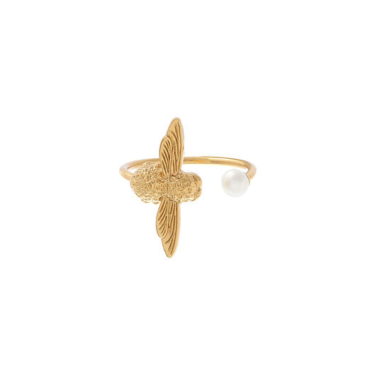 Pearl Bee Ring Gold