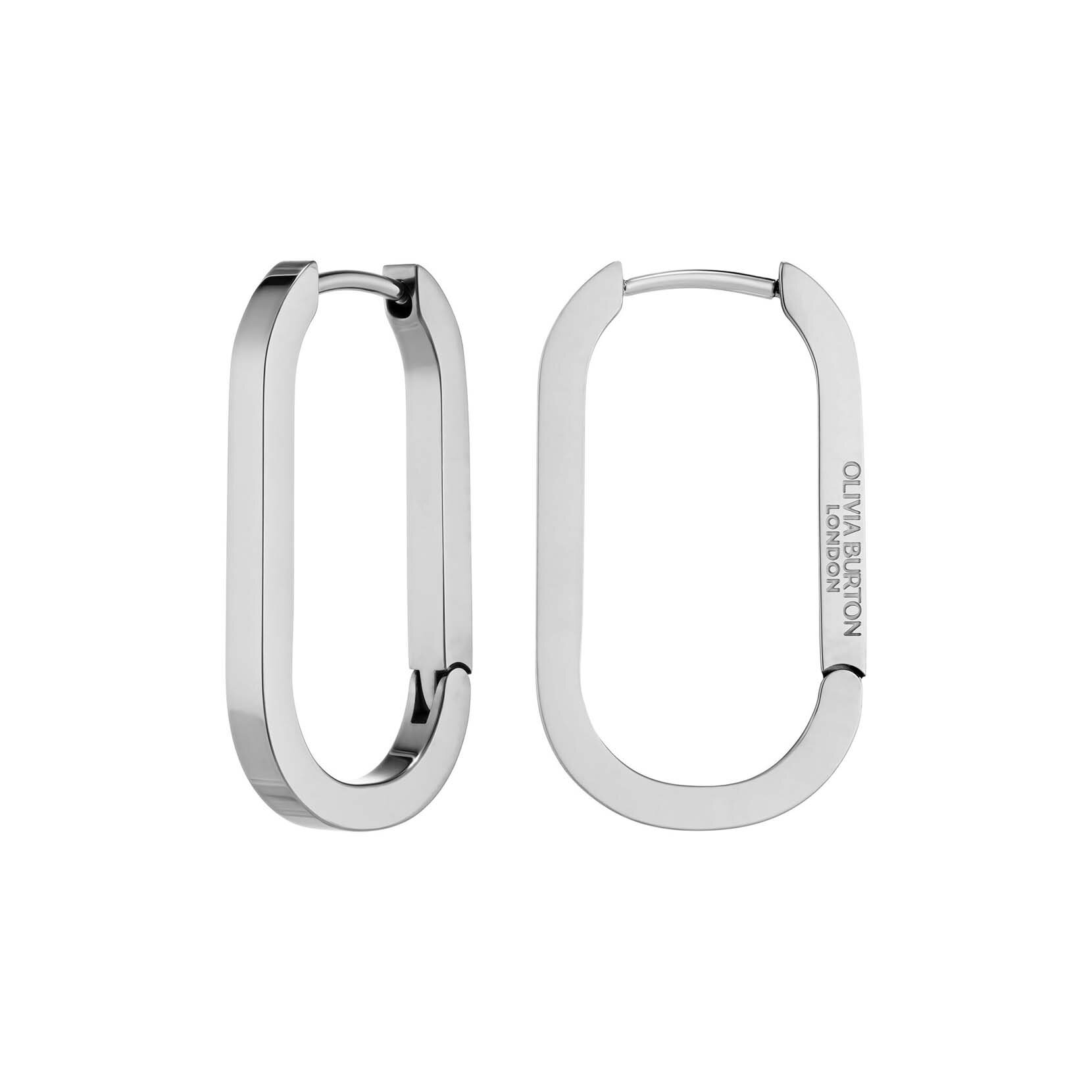 Soft Square Silver Tone Hoop Earrings