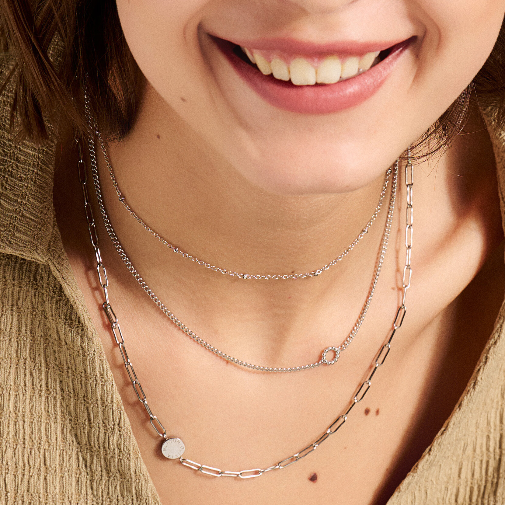 Illusion Silver Stacking Necklace Set