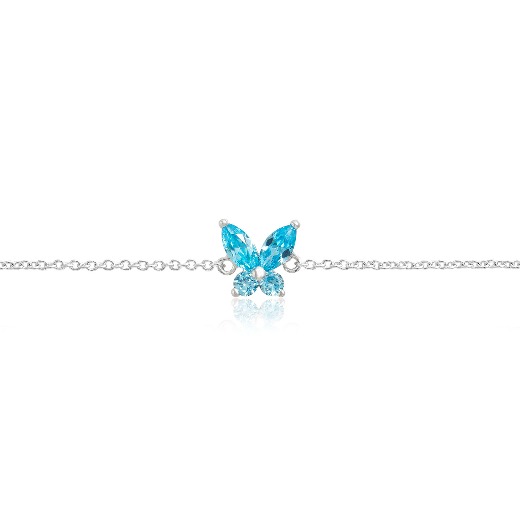 Sparkle Butterfly Blue Marquise Butterfly Bracelet Silver