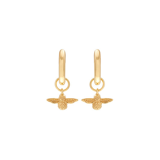 3D Bee Huggie Hoop Earrings Gold