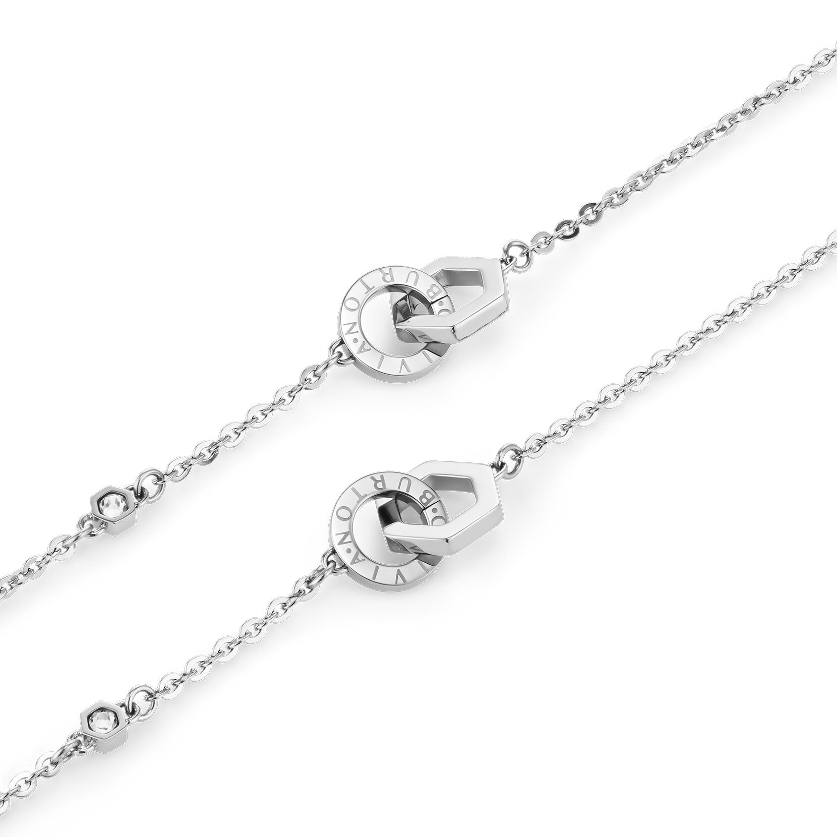Hex Interlink Silver Tone Bracelet & Necklace Gift Set