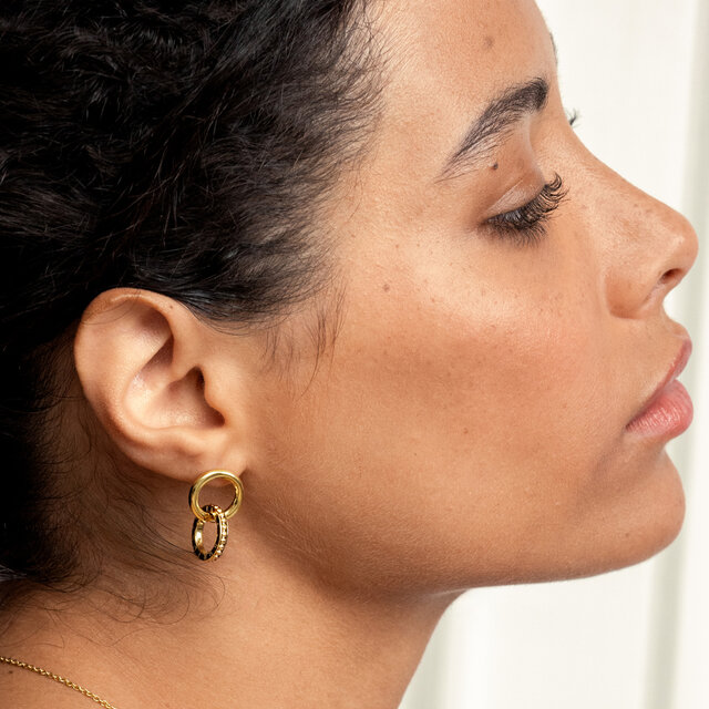 Amity Interlock Gold Plated Stud Earrings