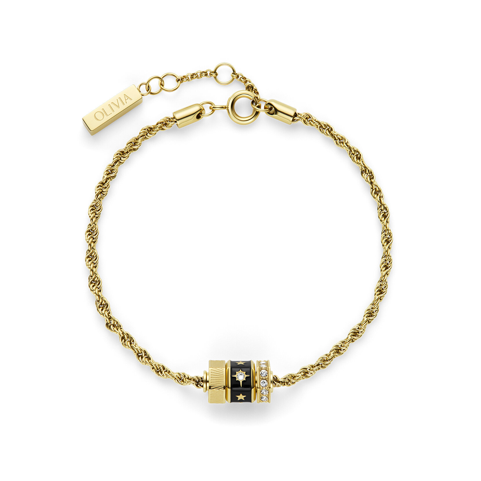 Black & Gold Plated Bead Charm Bracelet