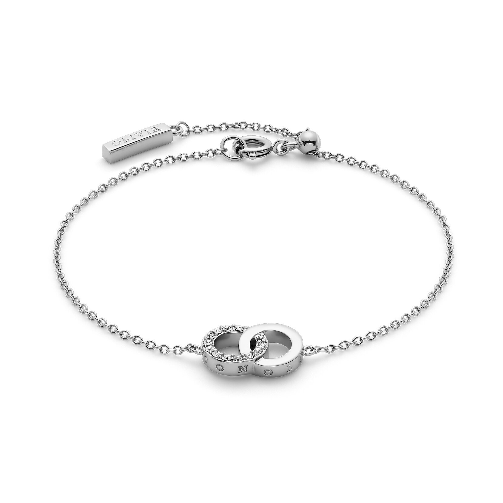 Bejewelled Interlink Chain Bracelet Silver