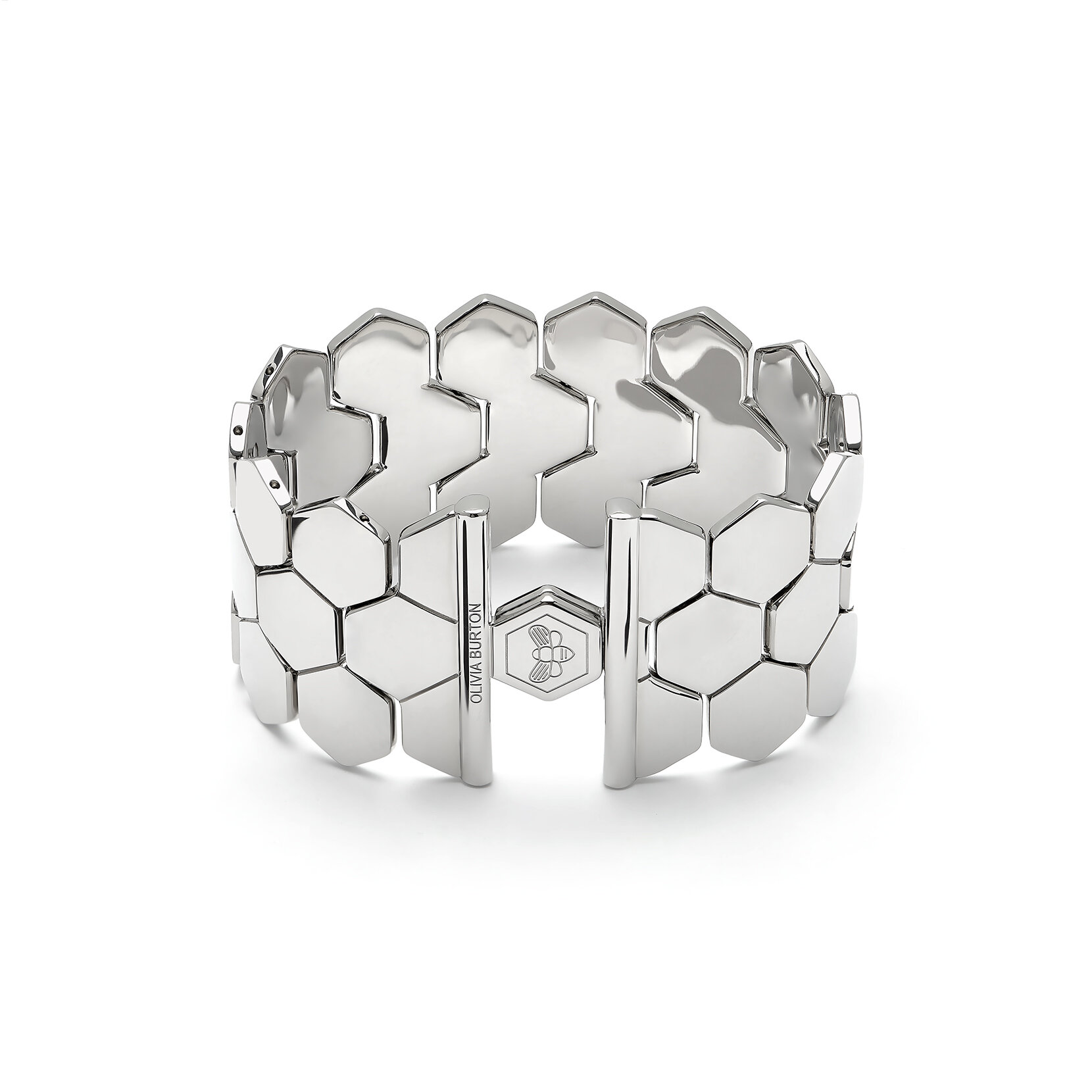 Honeycomb Silver Tone Cuff Bracelet