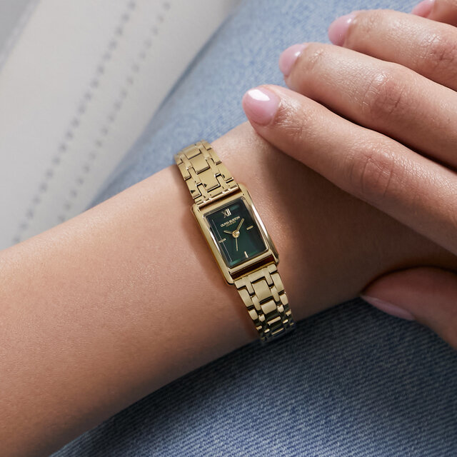 16mm Mini Grove Forest Green & Gold Bracelet Watch