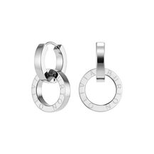 Honeycomb Toggle Silver Tone Hoop Earrings