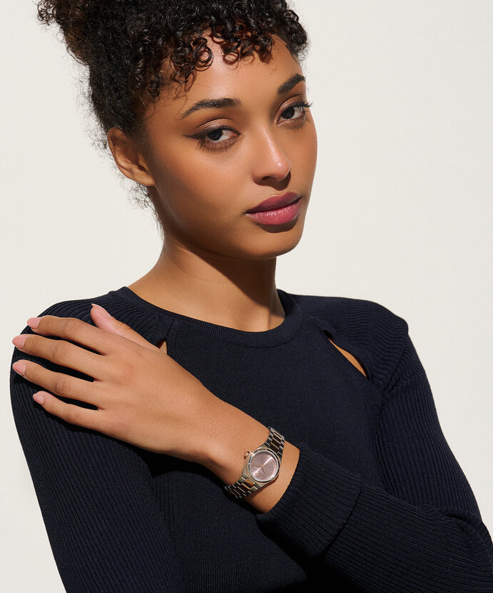 Sports Luxe 28mm Mini Hexa Mauve & Two Tone Bracelet Watch | Olivia ...