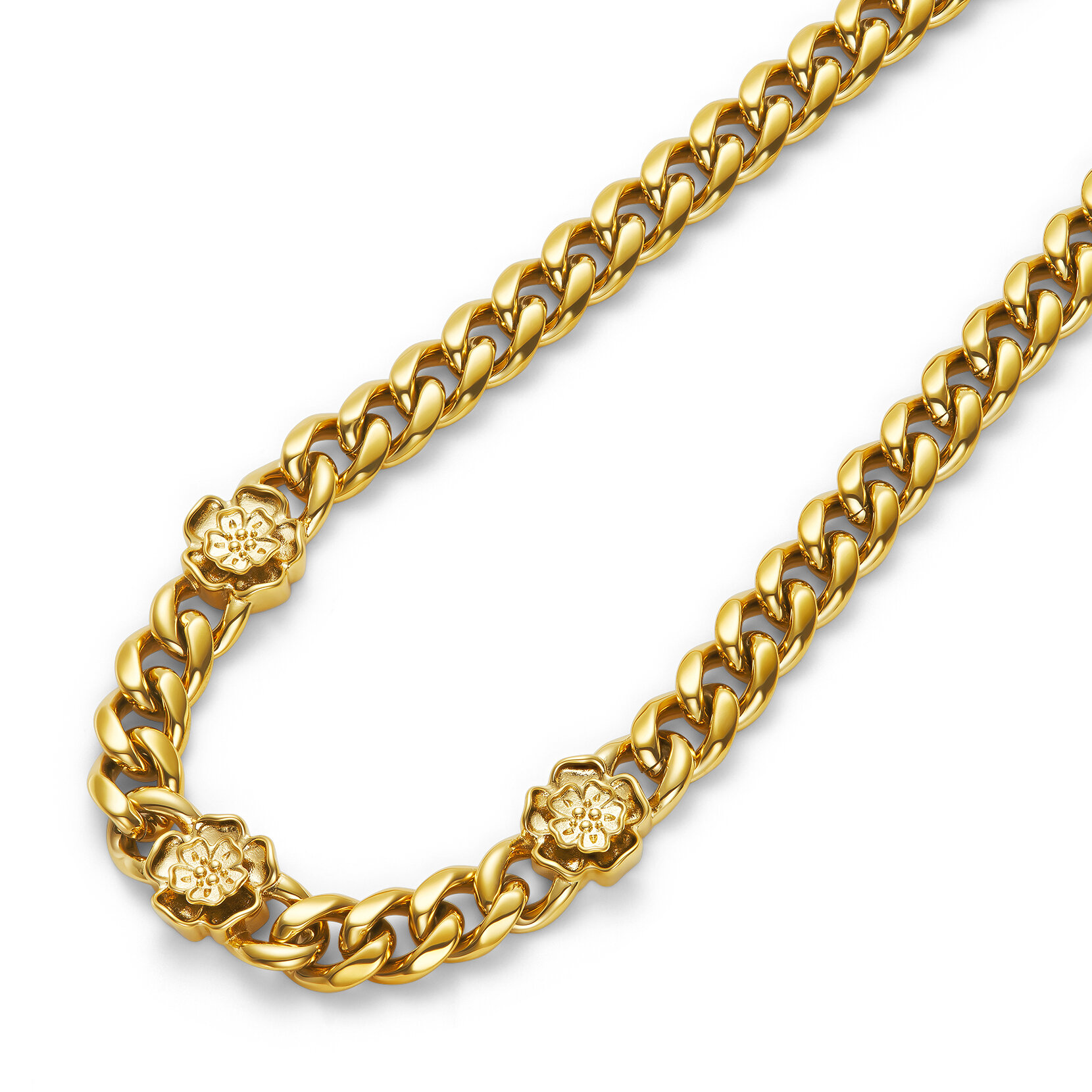 Tudor Rose Gold Plated Link Chain Necklace
