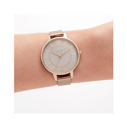 Wonderland Blush Dial Pale Rose Gold mesh