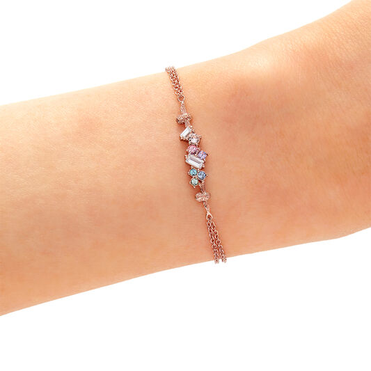 Rainbow Bee Chain Bracelet Rose Gold