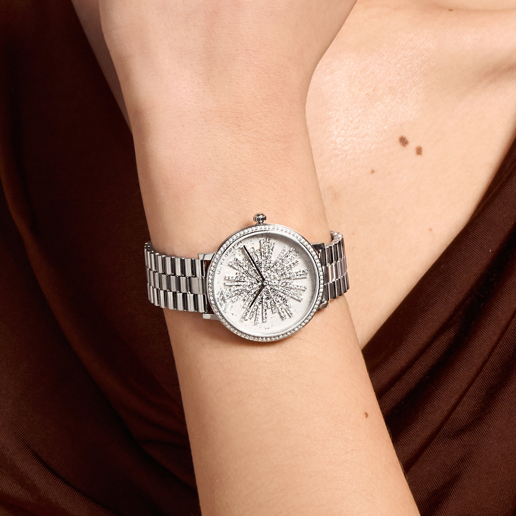 35mm Ice Burst Light Grey & Silver Bracelet Watch