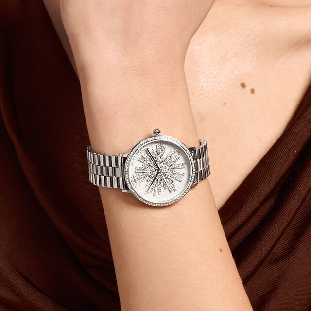 35mm Ice Burst Light Grey & Silver Bracelet Watch