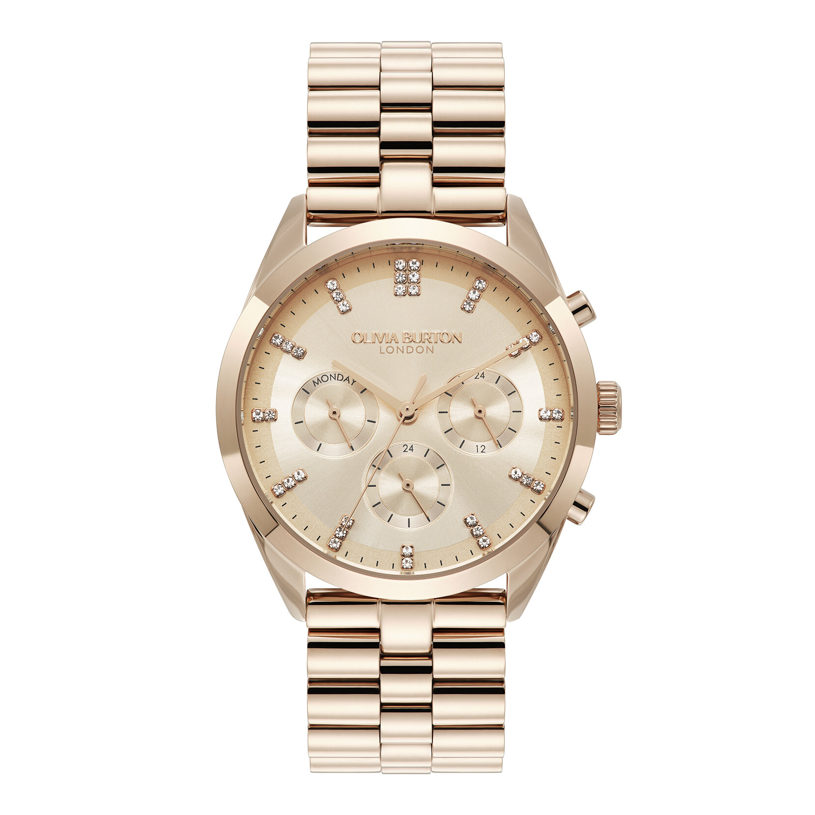 38mm City Classic Multifunction Carnation Gold Bracelet Watch