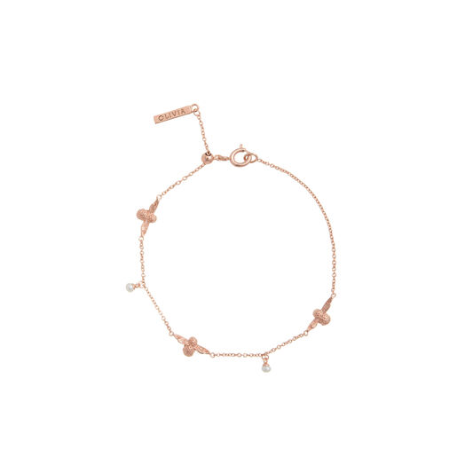 Pearl Bee Chain Bracelet Rose Gold