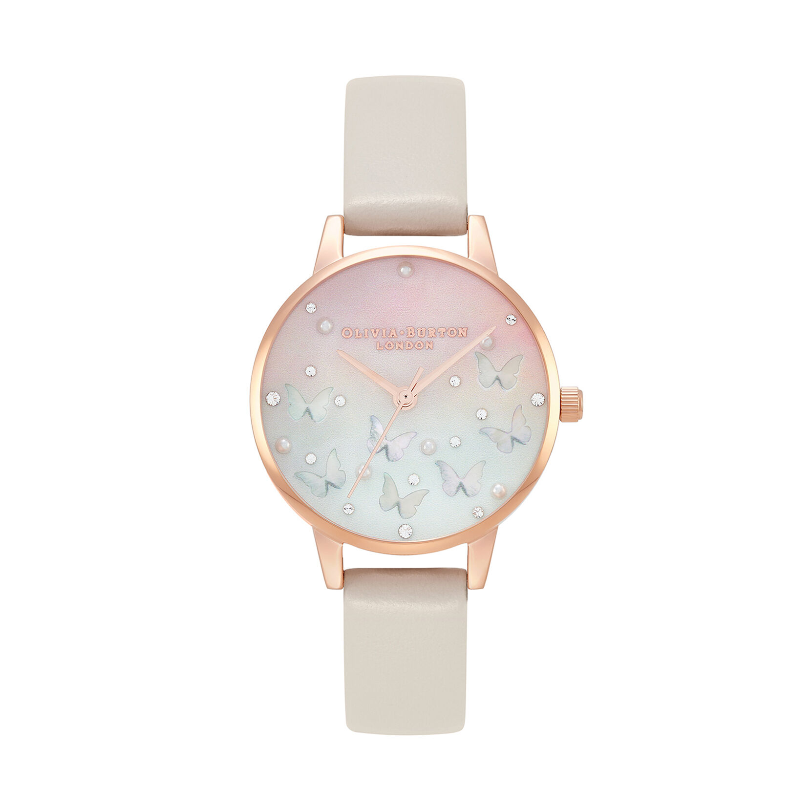 Sparkle Butterfly, Midi Blush Dial with Blue Mother of Pearl, Blush & Rose Gold Watch