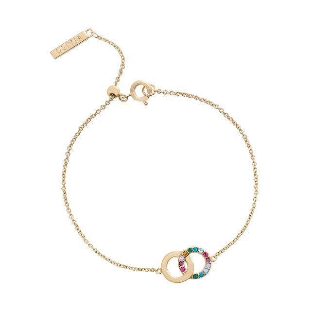 Jewel Rainbow Interlink Gold Bracelet