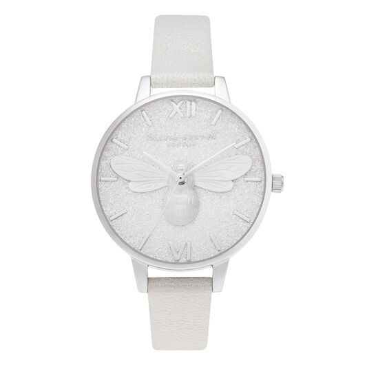 Glitter Demi Dial Pearl Bee Shimmer Pearl & Silver Watch