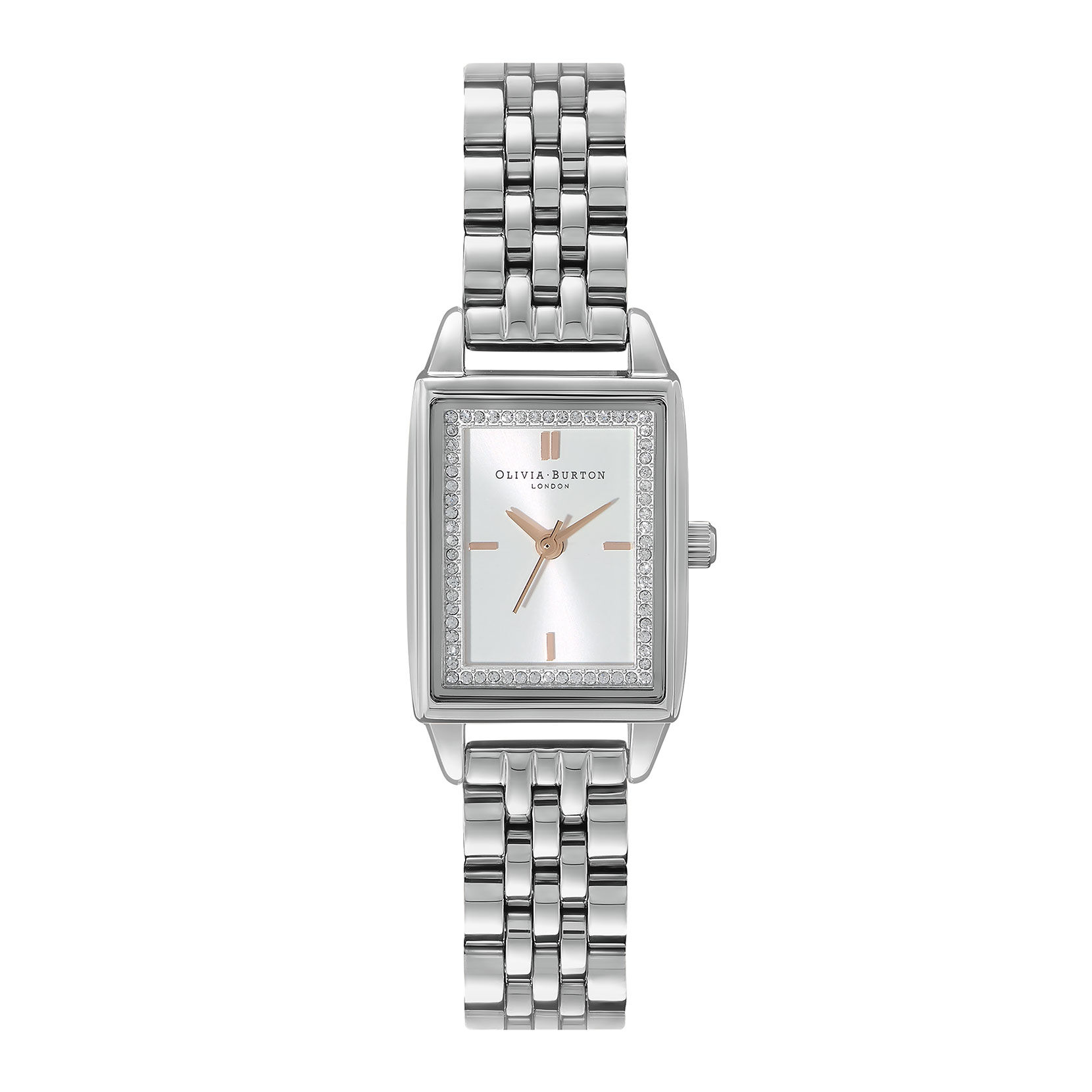 Townhouse 21mm Rectangle White & Silver Bracelet Watch | Olivia 