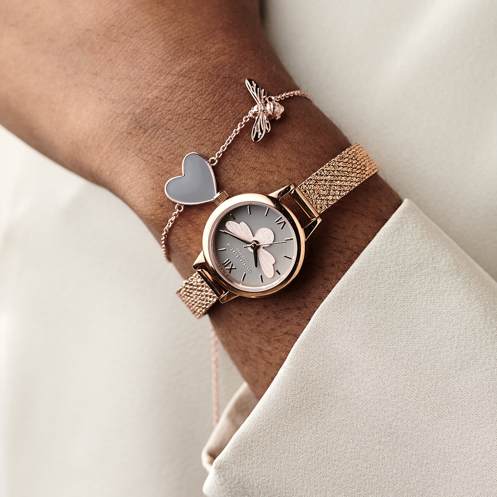 Rose Gold Heart & Bee Bracelet