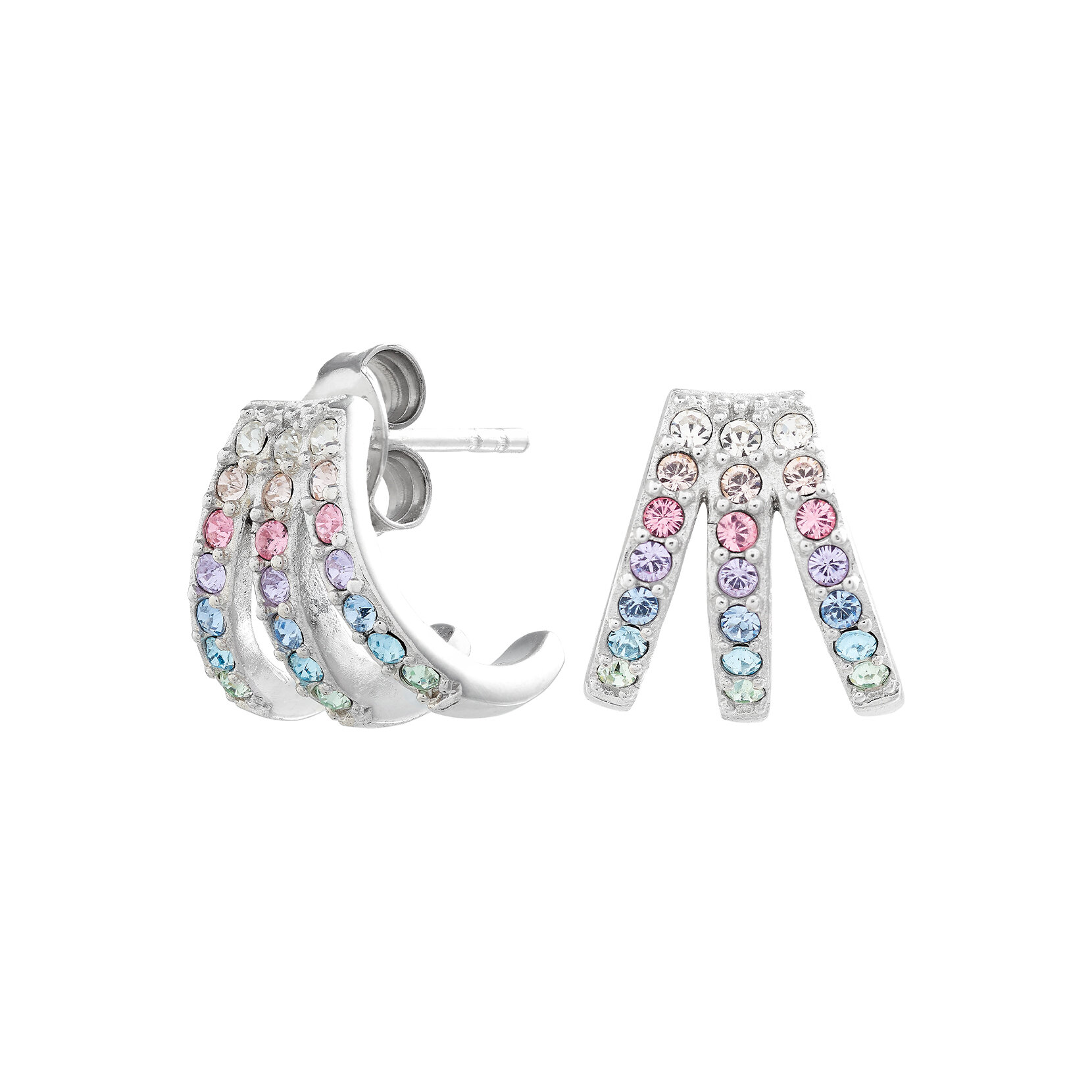 Silver Rainbow Claw Earrings