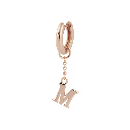 M Alphabet Huggie Charm Rose Gold