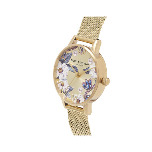 Bejewelled Floral Midi Gold Mesh