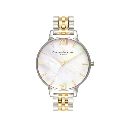 Mother of Pearl White Bracelet, Gold & Silver